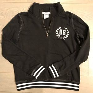 PINK Victoria’s Secret Quarter Zip Black Sweatshirt Size S